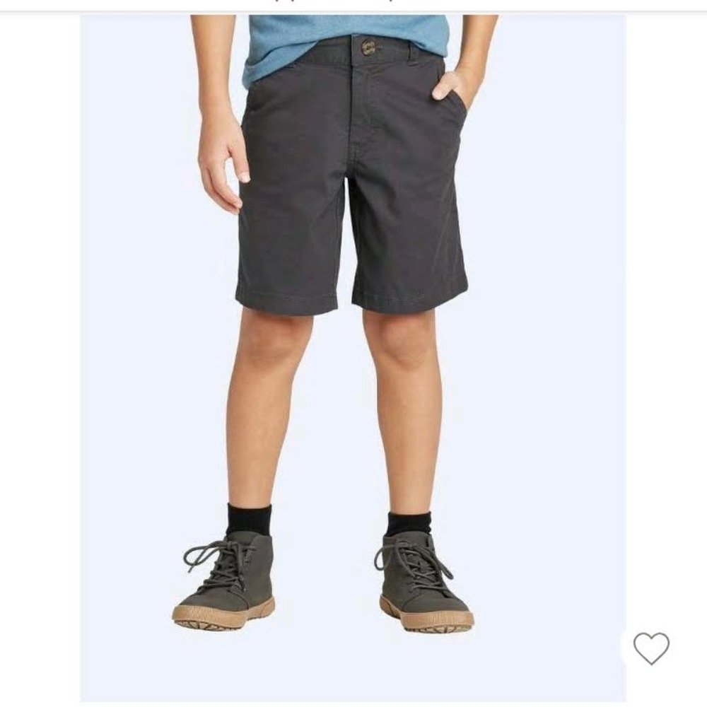 Boys' Stretch Flat Front Chino Shorts- Dark Gray